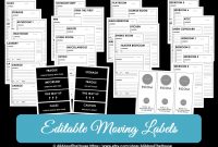 Editable Moving Box Labels Planner Checklist Binder Printable  Etsy with Moving Box Label Template
