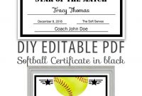 Editable Pdf Sports Team Softball Certificate Diy Award Template In within Softball Certificate Templates