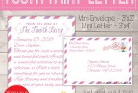 Editable Tooth Fairy Letter With Envelope  Printable Pink  Purple intended for Tooth Fairy Certificate Template Free