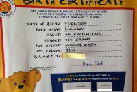 Effeacbdade Big Build A Bear Birth Certificate  Katieroseintimates for Build A Bear Birth Certificate Template