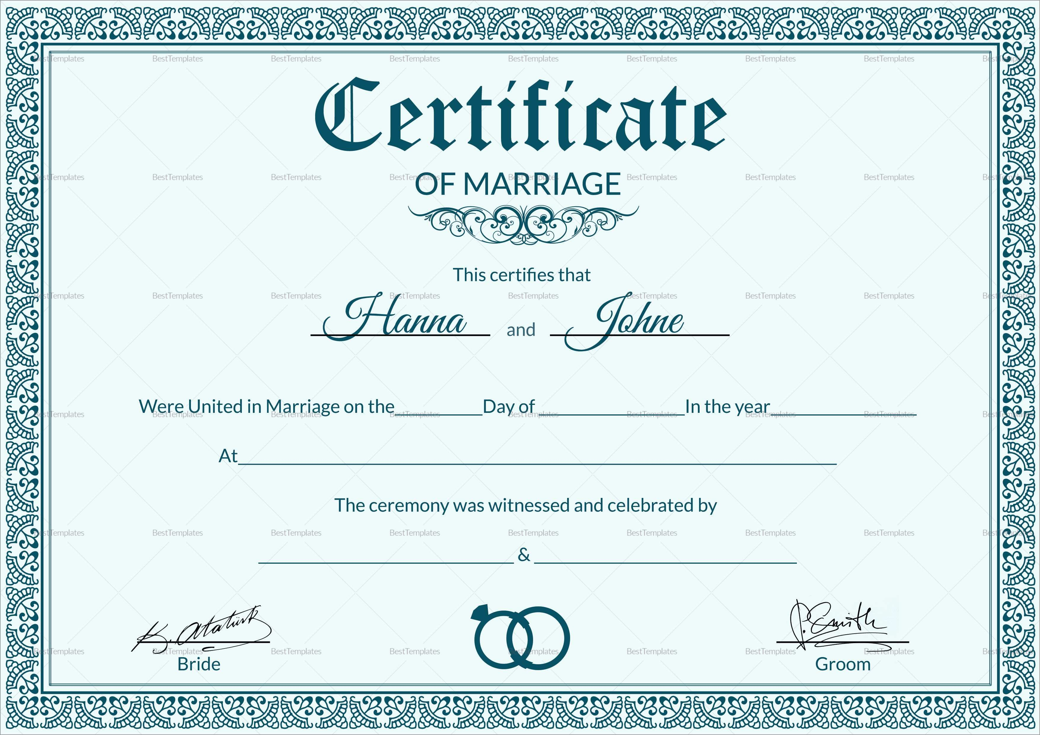 Elegant Free Marriage Certificate Template Word  Best Of Template inside Certificate Of Marriage Template