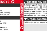 Emergency Card Template intended for Organ Donor Card Template