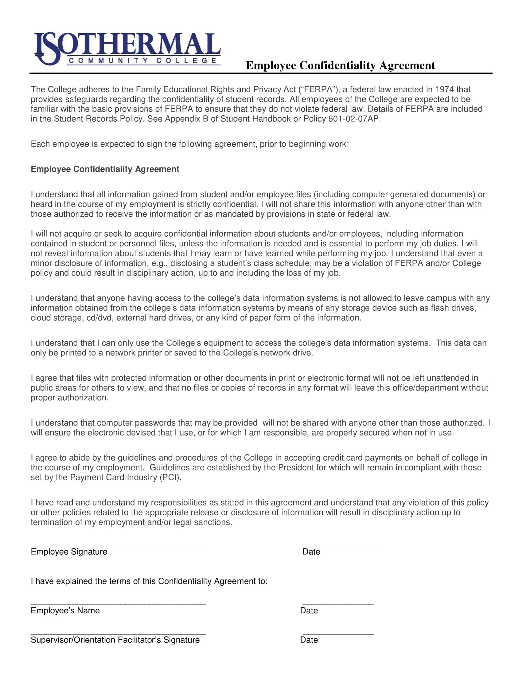 Employee Confidentiality Agreement Examples  Pdf Word  Examples inside Word Employee Confidentiality Agreement Templates