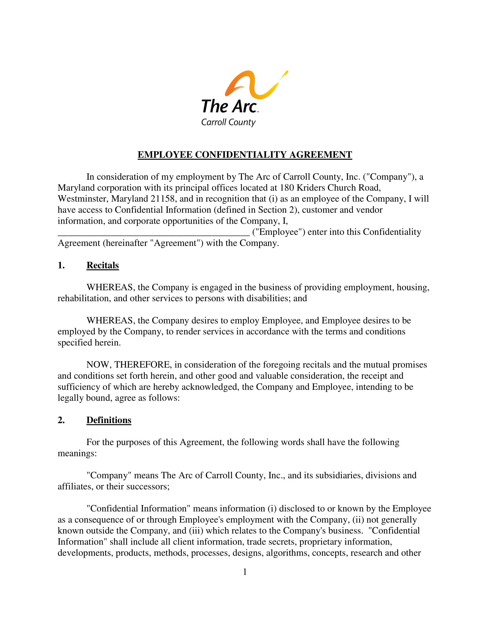 Employee Confidentiality Agreement Examples  Pdf Word  Examples with Word Employee Confidentiality Agreement Templates