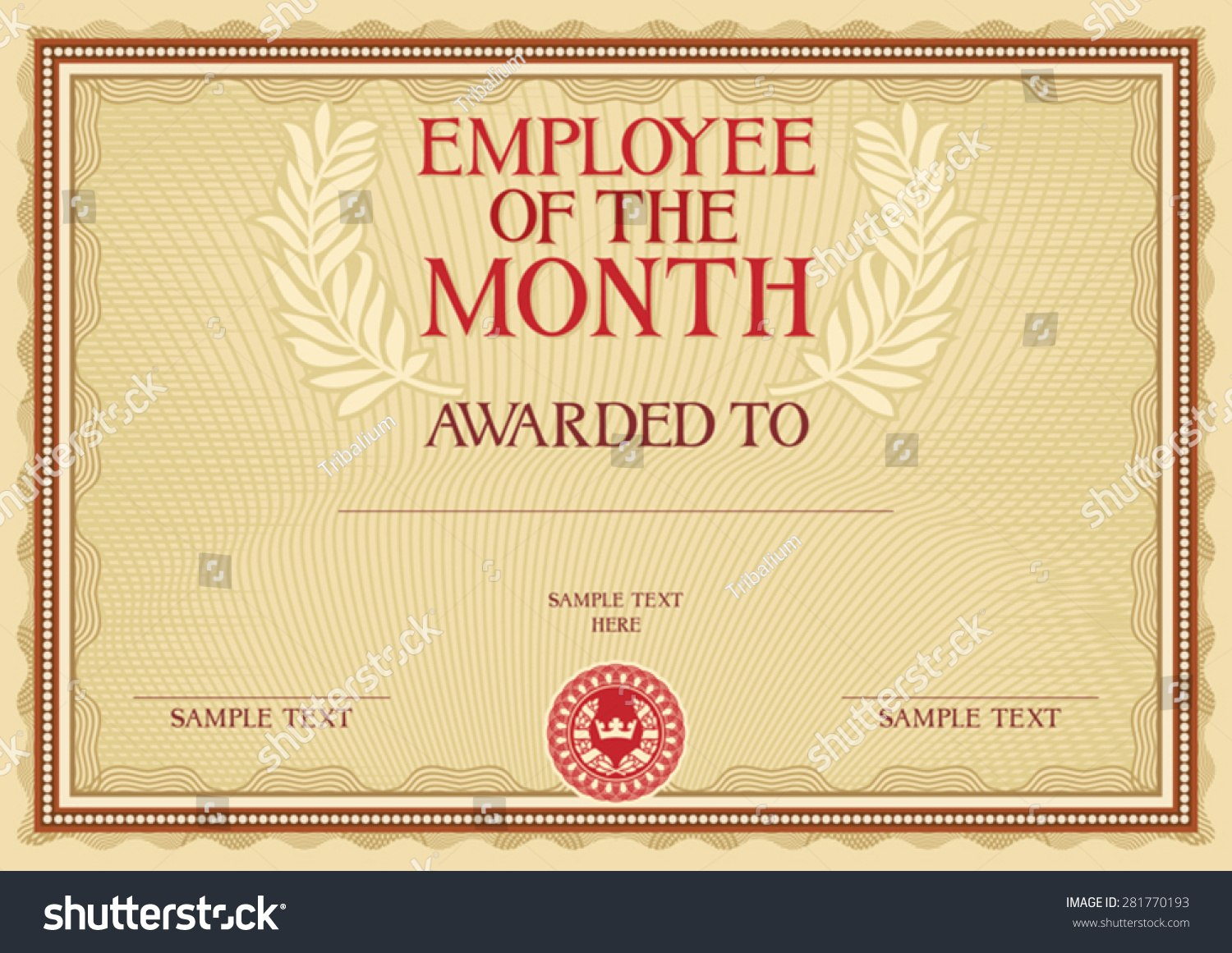 Employee Month Certificate Template Stock Vector Royalty Free pertaining to Manager Of The Month Certificate Template