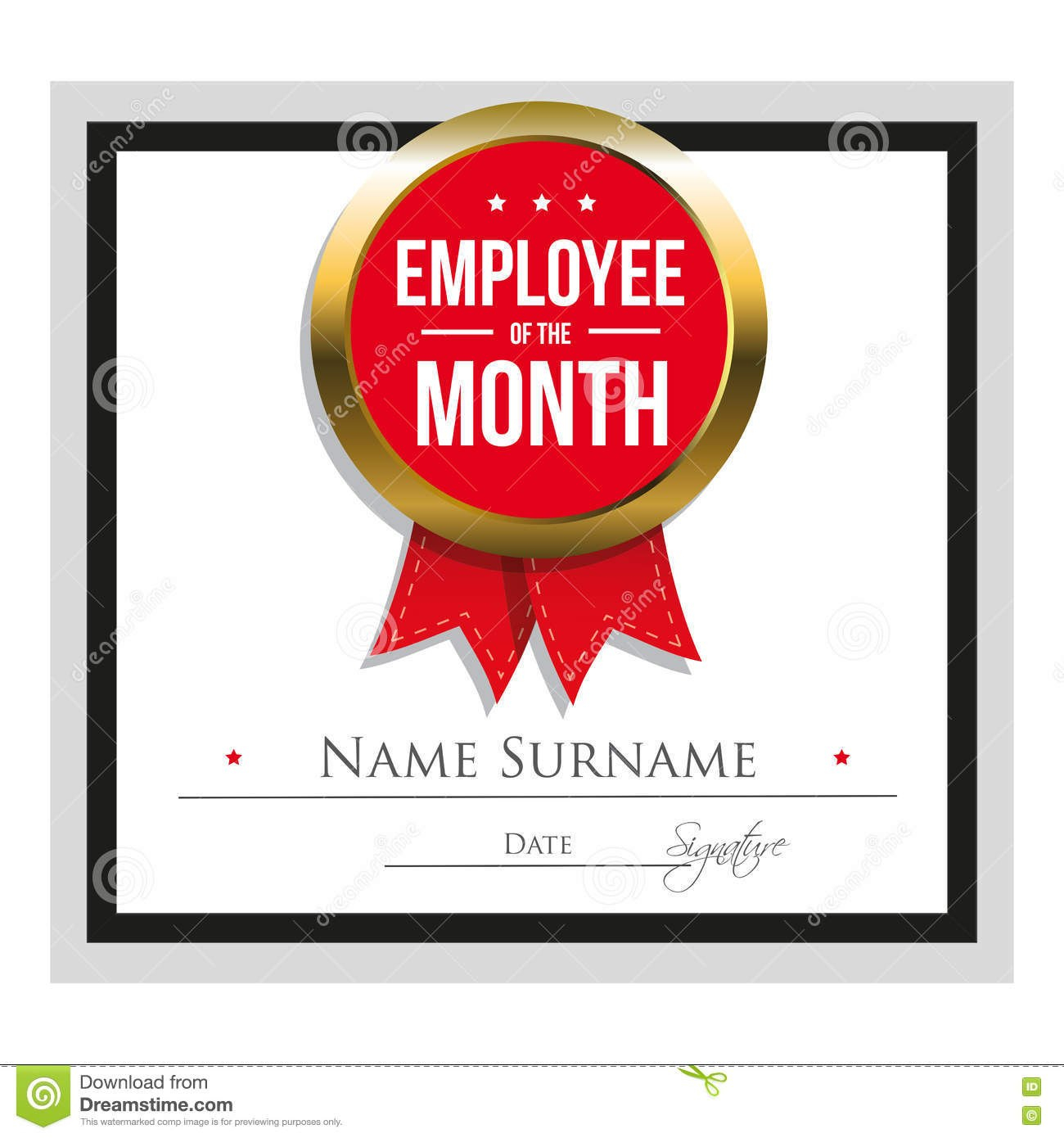 Employee Of The Month Certificate Template Stock Vector throughout Employee Of The Month Certificate Template With Picture
