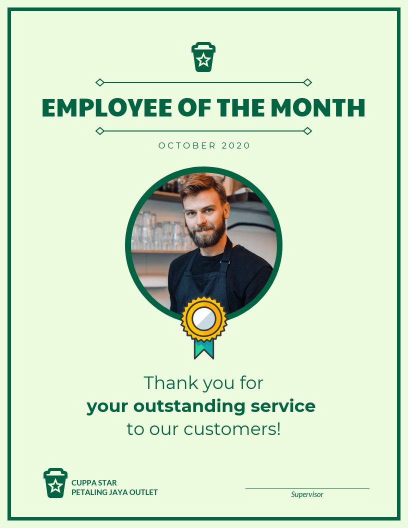 Employee Of The Month Certificate Template Template  Venngage with Employee Of The Month Certificate Template With Picture