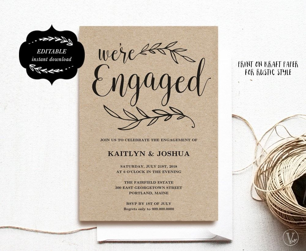 Engagement Invitation Template Printable Engagement Party intended for Engagement Invitation Card Template