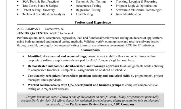 Entrylevel Qa Software Tester Resume Sample  Monster within Software Quality Assurance Report Template