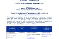 Erasmus Bilateral Agreement  Yıldırım Beyazıt Üniversitesi pertaining to Erasmus Bilateral Agreement Template