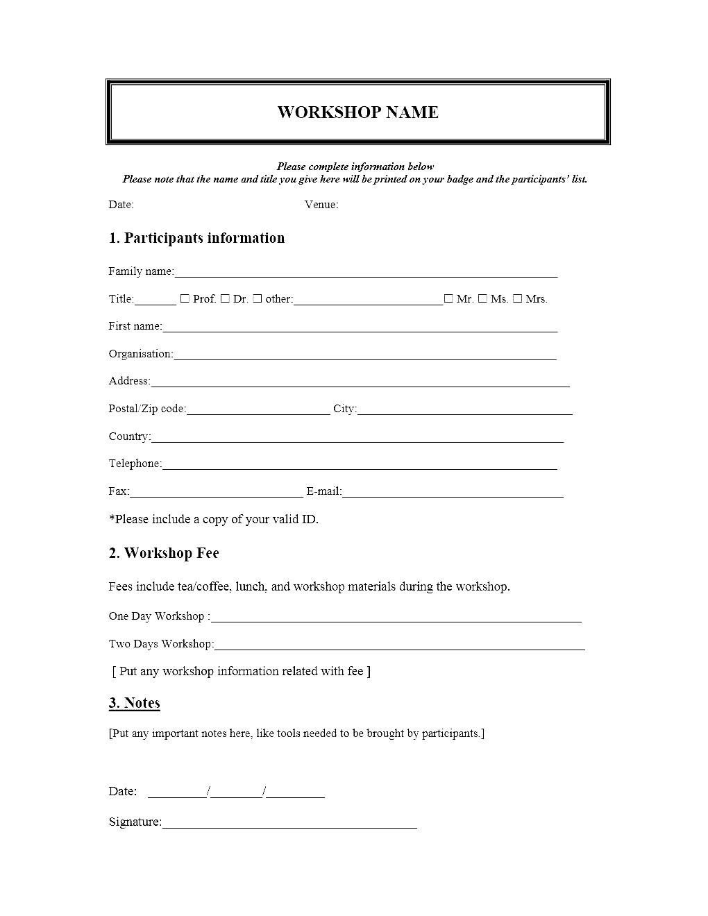 Event Registration Form Template Microsoft Word  Besttemplate inside Seminar Registration Form Template Word