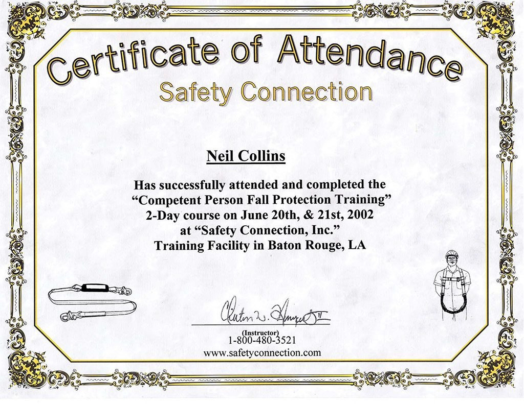 Fall Protection Certification Template  Mandegar pertaining to Fall Protection Certification Template