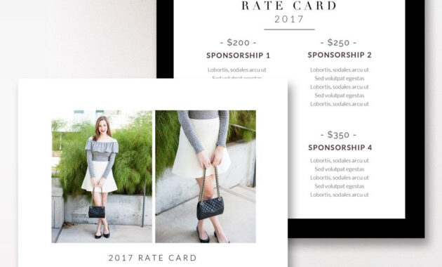 Fashion  Beauty Blogger Rate Card Template Stephanie Design with regard to Rate Card Template Word
