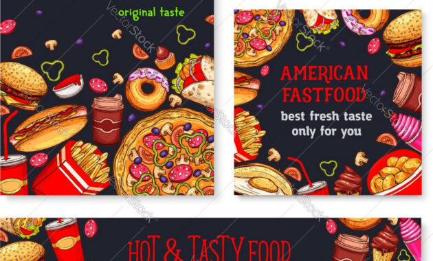 Fast Food Meal For Restaurant Banner Template Vector Image for Food Banner Template