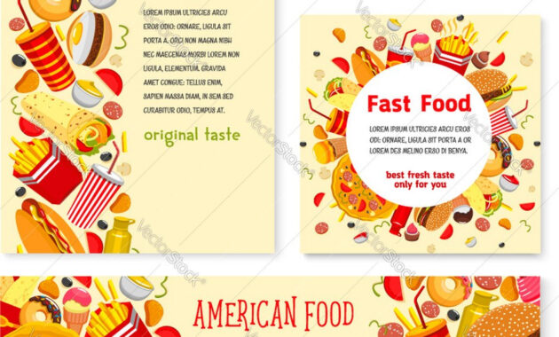 Fast Food Restaurant Banner And Poster Template Vector Image in Food Banner Template