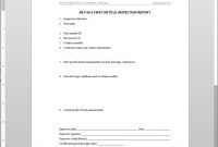 First Article Inspection Report As Template  As for Part Inspection Report Template