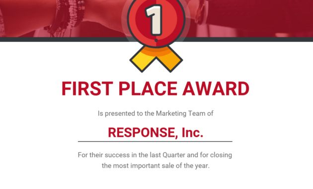 First Place Award Certificate Template Template  Venngage pertaining to First Place Certificate Template