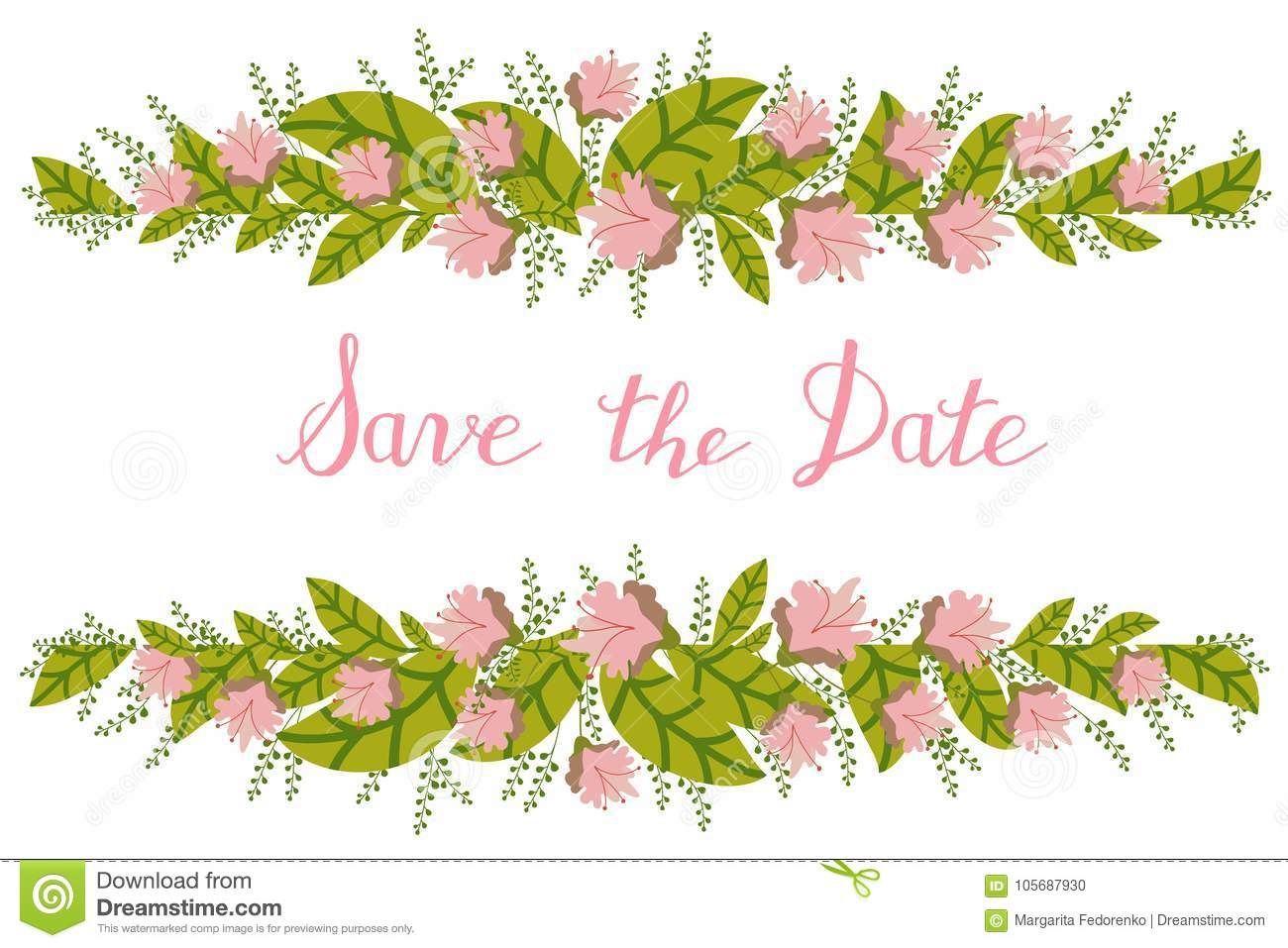 Flower Card Invitation Banner Template With Save The Date Title pertaining to Save The Date Banner Template