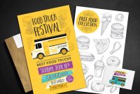 Food Truck Menu Template With Food Illustrations For Party pertaining to Food Truck Menu Template