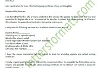 Formal Letter To Principal For School Leaving Certificate Sample regarding Leaving Certificate Template