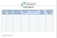 Forms  Churches Of Christ Insurance pertaining to Incident Report Register Template