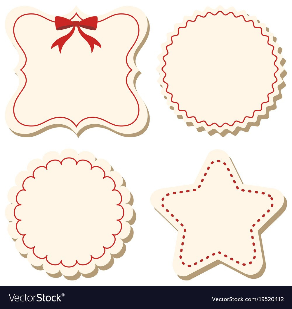 Four Label Templates With Red Border Royalty Free Vector with Free Label Border Templates