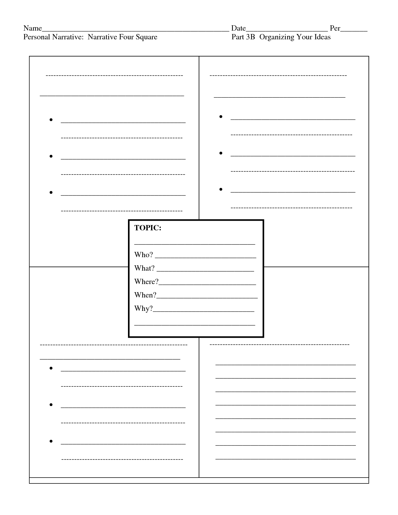 Four Square Writing Template Printable  Narrative Four Square inside Blank Four Square Writing Template