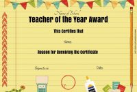 Free Certificate Of Appreciation For Teachers  Customize Online in Teacher Of The Month Certificate Template