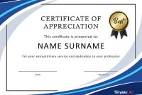 Free Certificate Of Appreciation Templates And Letters inside Certificate Of Service Template Free