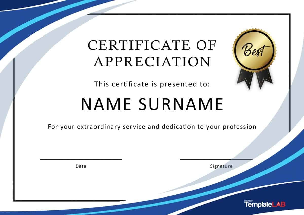 Free Certificate Of Appreciation Templates And Letters intended for Thanks Certificate Template