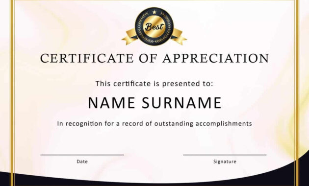 Free Certificate Of Appreciation Templates And Letters pertaining to Pageant Certificate Template