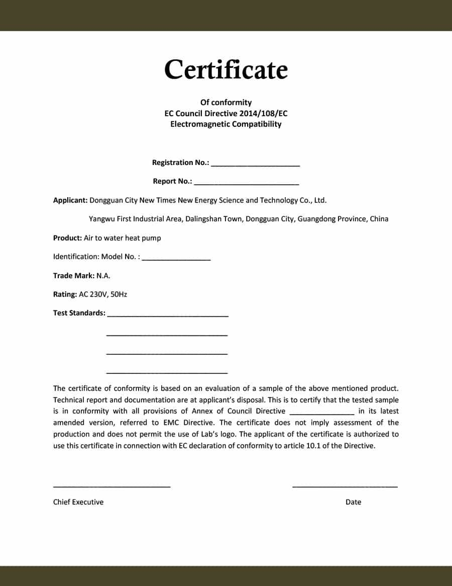 Free Certificate Of Conformance Templates  Forms ᐅ Template Lab with regard to Certificate Of Conformity Template