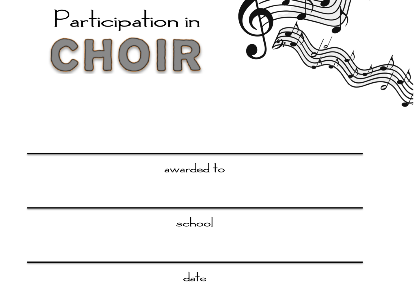 Free Choir Certificate Of Participation Templates  Pdf  Free with Choir Certificate Template
