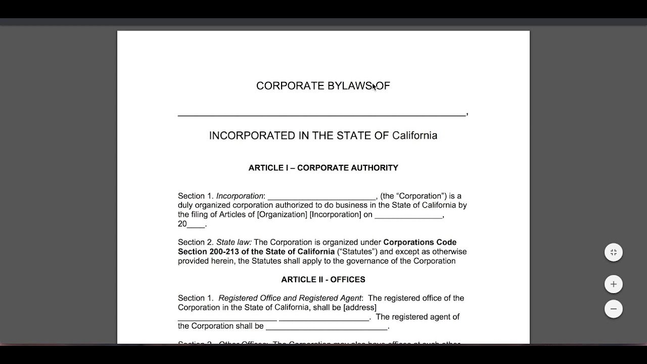 Free Corporate Bylaws Template  Pdf  Word  Youtube pertaining to Corporate Bylaws Template Word