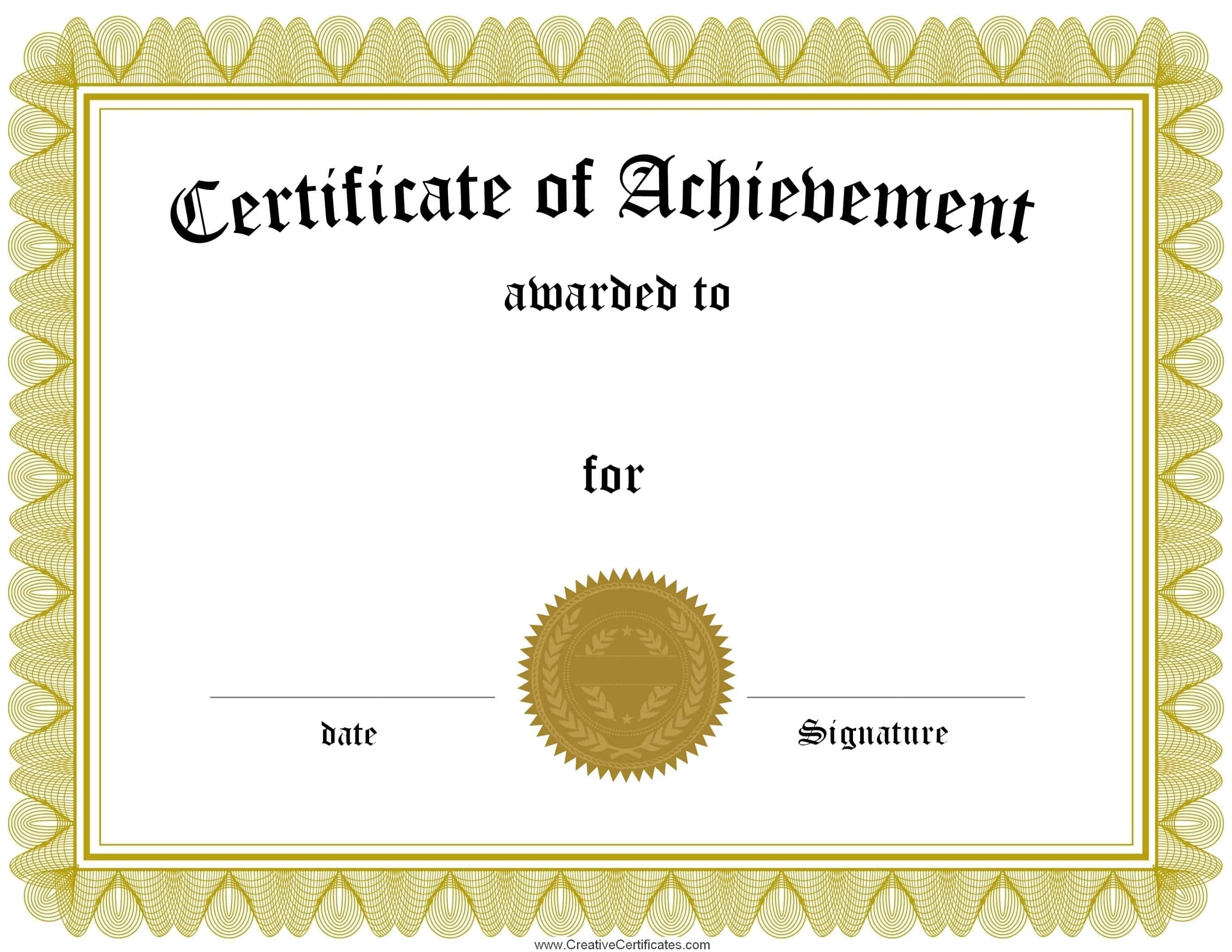 Free Customizable Certificate Of Achievement inside Certificate Of Accomplishment Template Free
