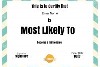 Free Customizable "most Likely To Awards" with regard to Superlative Certificate Template