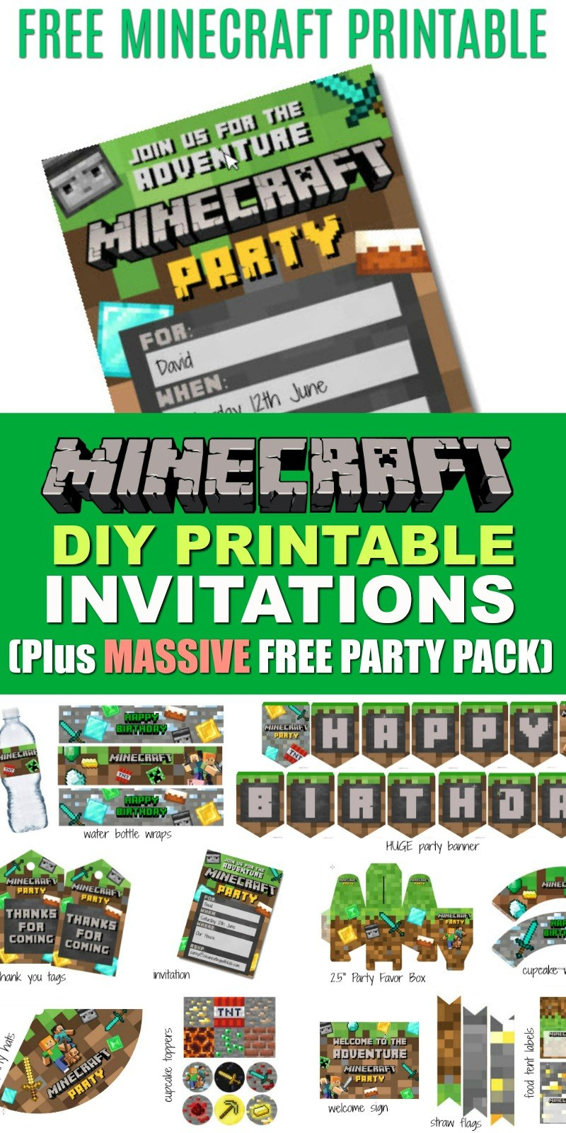 Free Diy Printable Minecraft Birthday Invitation  Clean Eating With pertaining to Minecraft Birthday Card Template