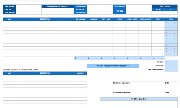 Free Expense Report Templates Smartsheet for Per Diem Expense Report Template