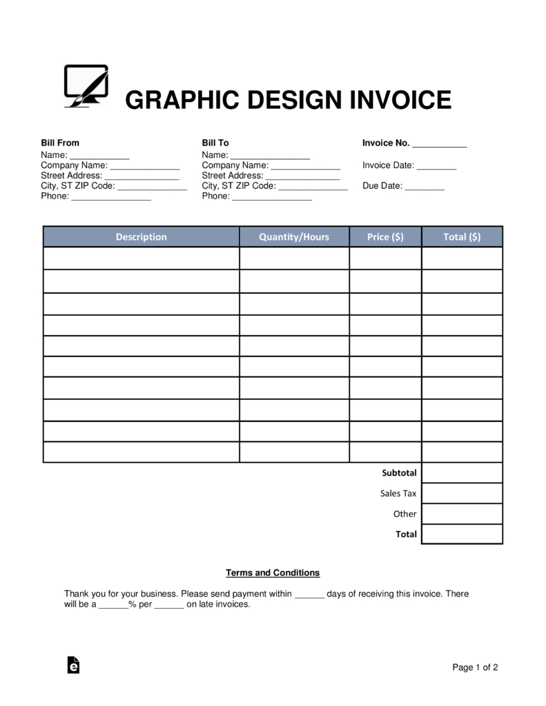 Free Graphic Design Invoice Template  Word  Pdf  Eforms – Free pertaining to Graphic Design Invoice Template Pdf