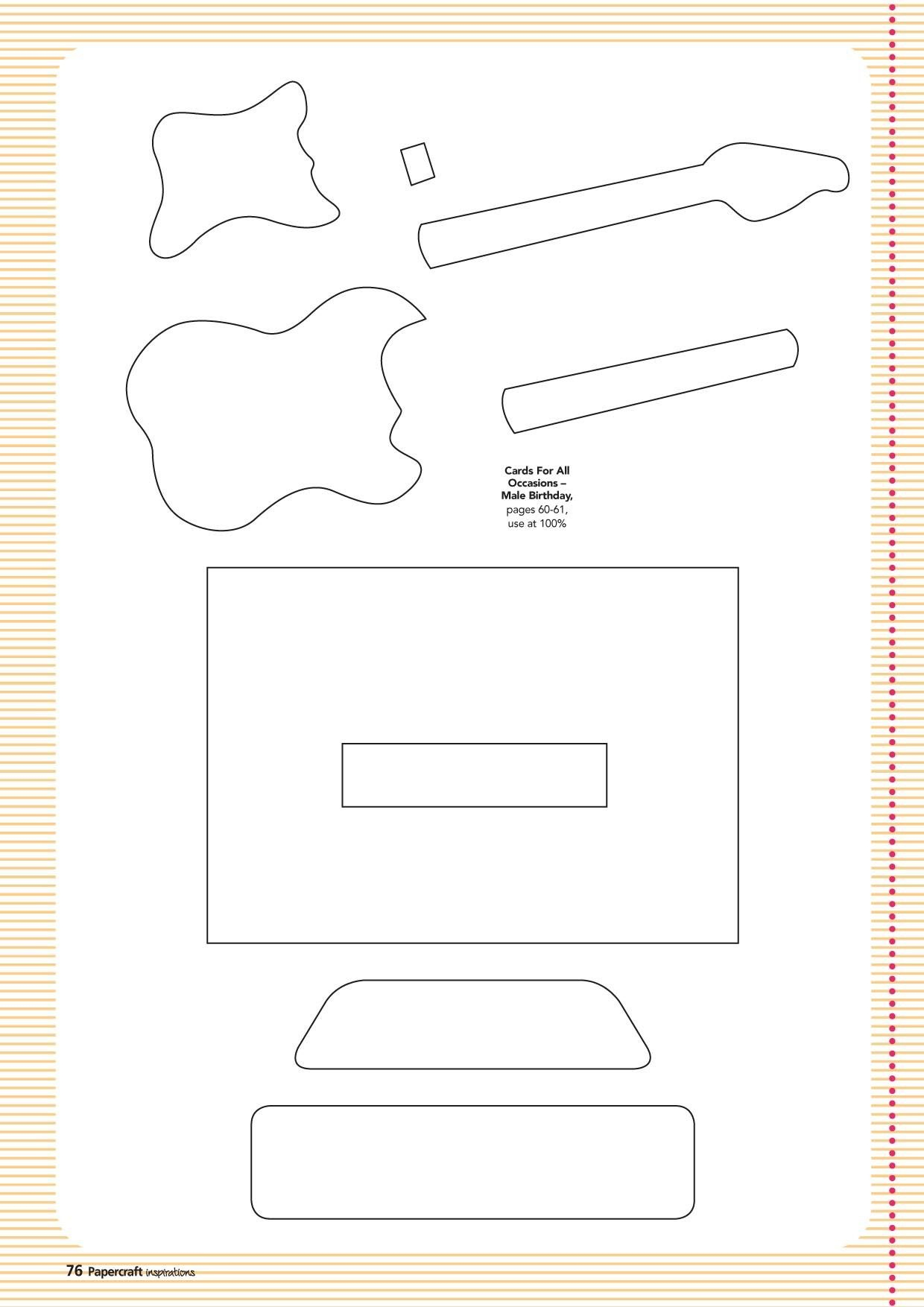 Free Guitar Template Paper From Wwwpapercraftinspirationsmagazine within Free Printable Pop Up Card Templates