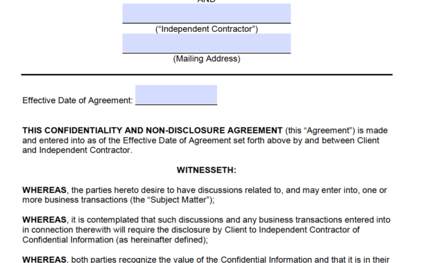 Free Independent Contractor Nondisclosure Agreement Nda  Pdf regarding Free Mutual Non Disclosure Agreement Template