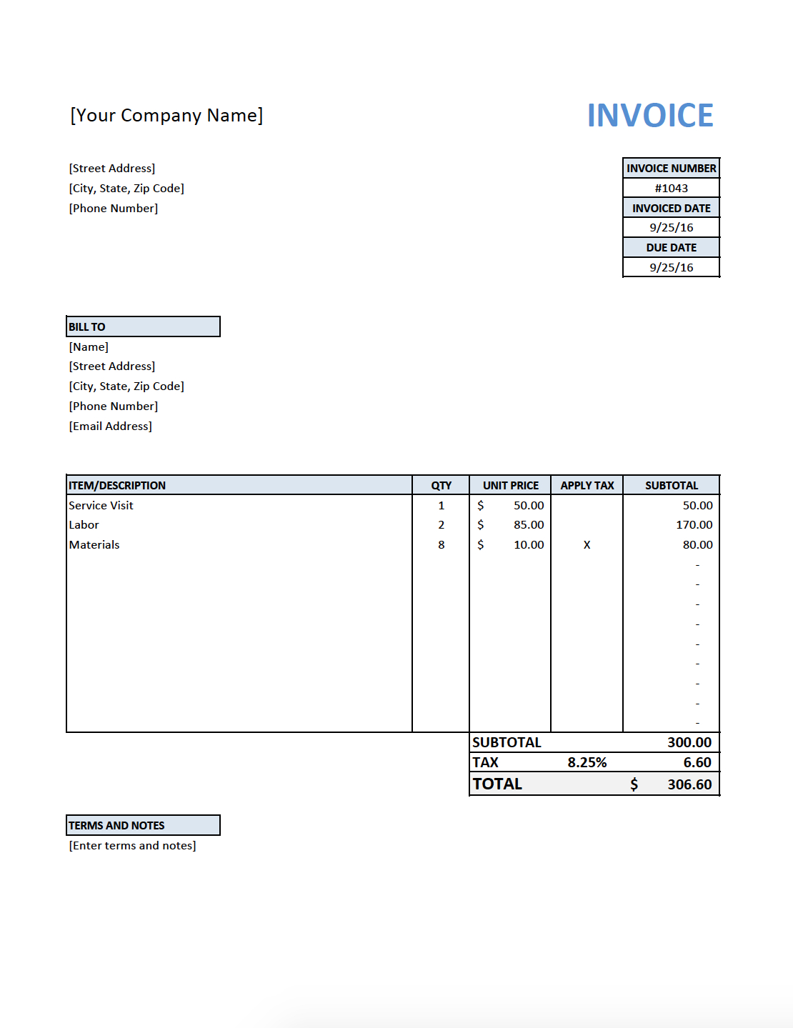 Free Invoice Template For Contractors Electrician Quickbooks regarding Free Roofing Invoice Template