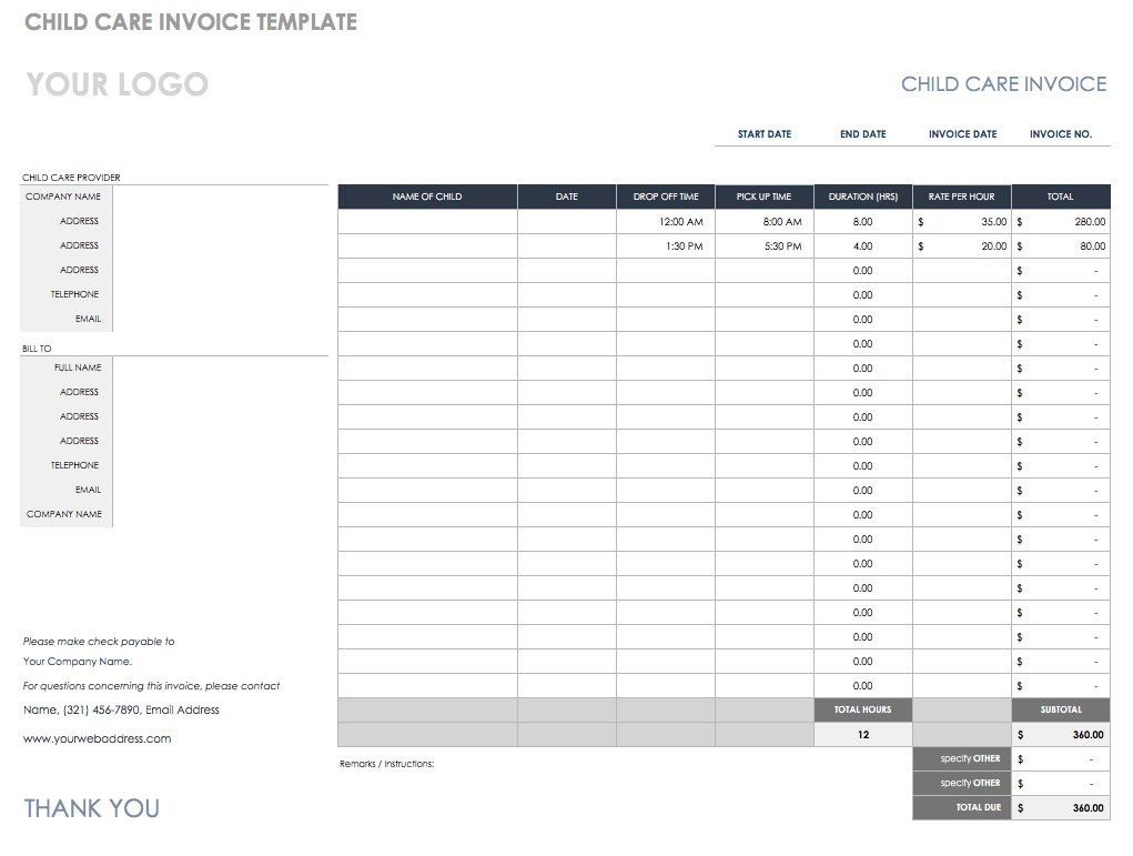 Free Invoice Templates  Smartsheet within Xl Invoice Template