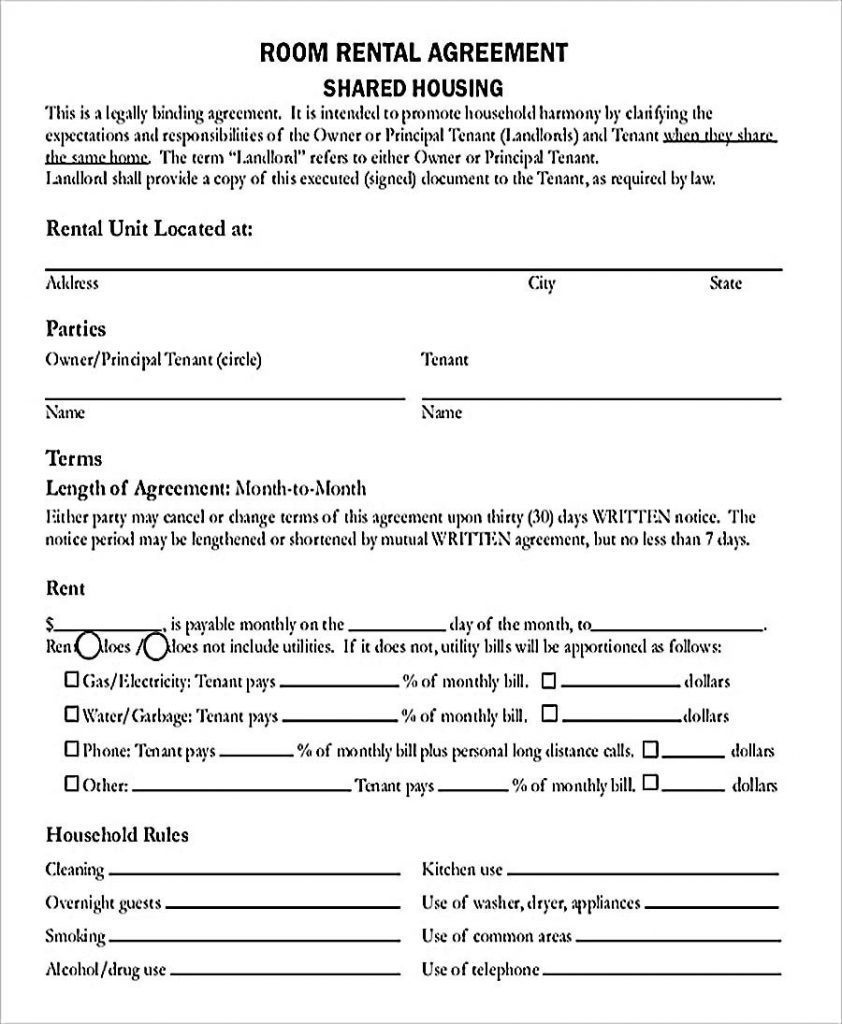 Free Lease Agreement Template Download Room Rental Pdf Awful inside