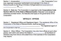 Free Massachusetts Corporate Bylaws Template  Pdf  Word in Corporate Bylaws Template Word