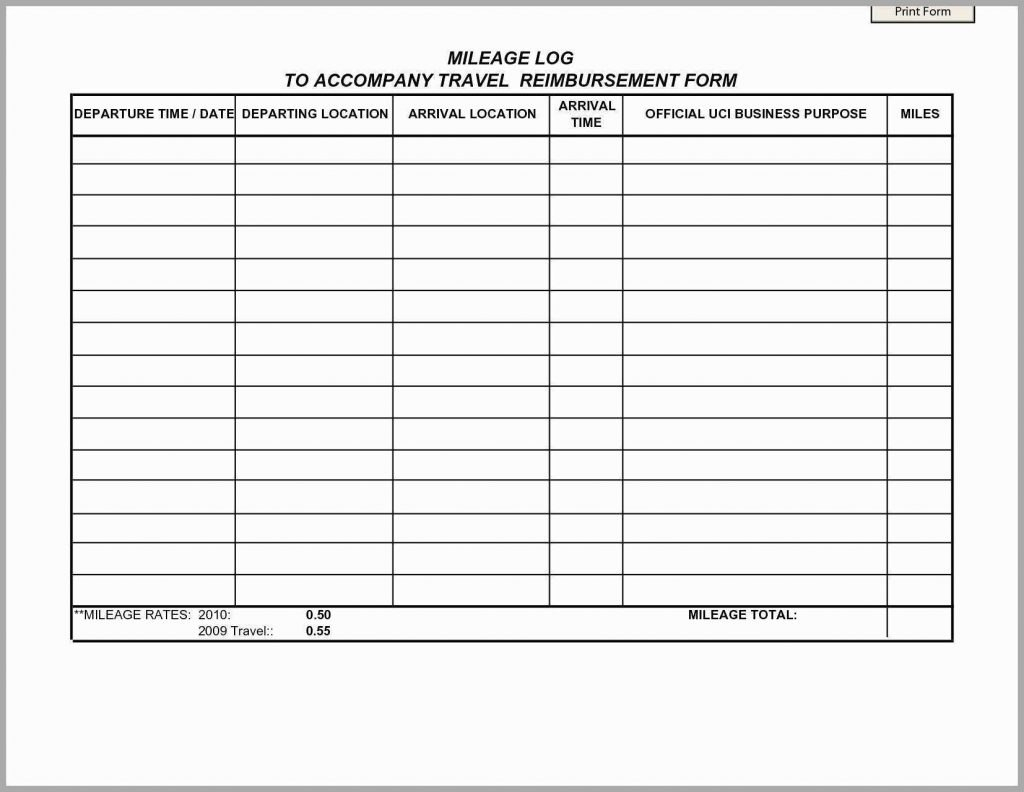 Free Mileage Log Spreadsheet Vehicle Template For Word Printable within Mileage Report Template