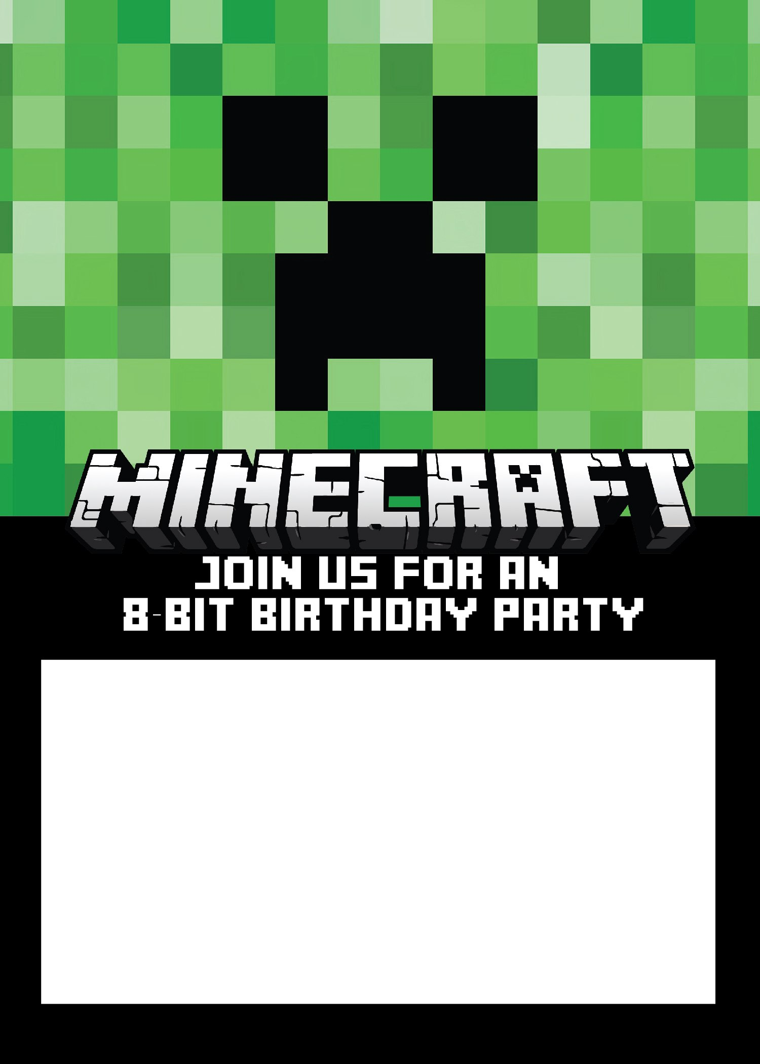 Free Minecraft Birthday Invitations  Personalize For Print And Evite with Minecraft Birthday Card Template