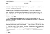 Free Month To Month Lease Addendum Template  Pdf  Word  Eforms with regard to Addendum To Tenancy Agreement Template