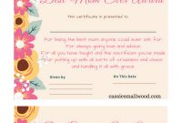 Free Mother's Day Printable Certificate Awards For Mom And Grandma inside Player Of The Day Certificate Template
