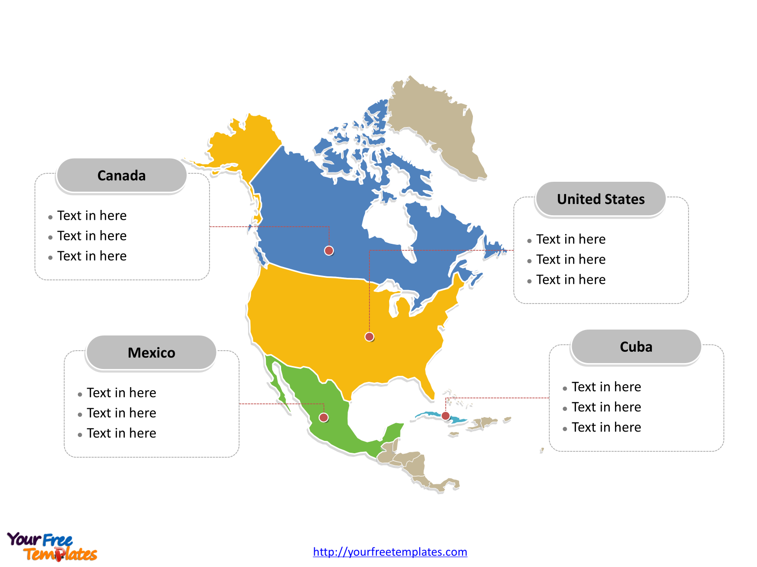 Free North America Map Template  Free Powerpoint Templates with regard to United States Map Template Blank